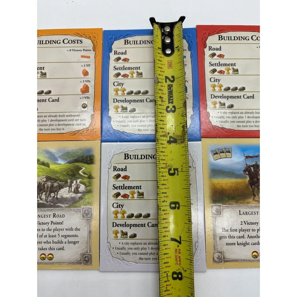 Catan Board Game Building Costs 6 Cards Set Pieces Replacement Parts